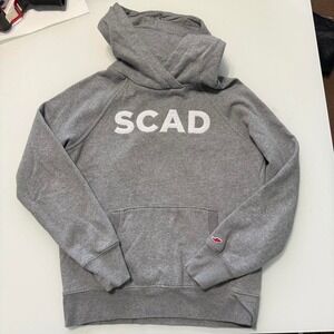 Grey hoodie with white SCAD logo